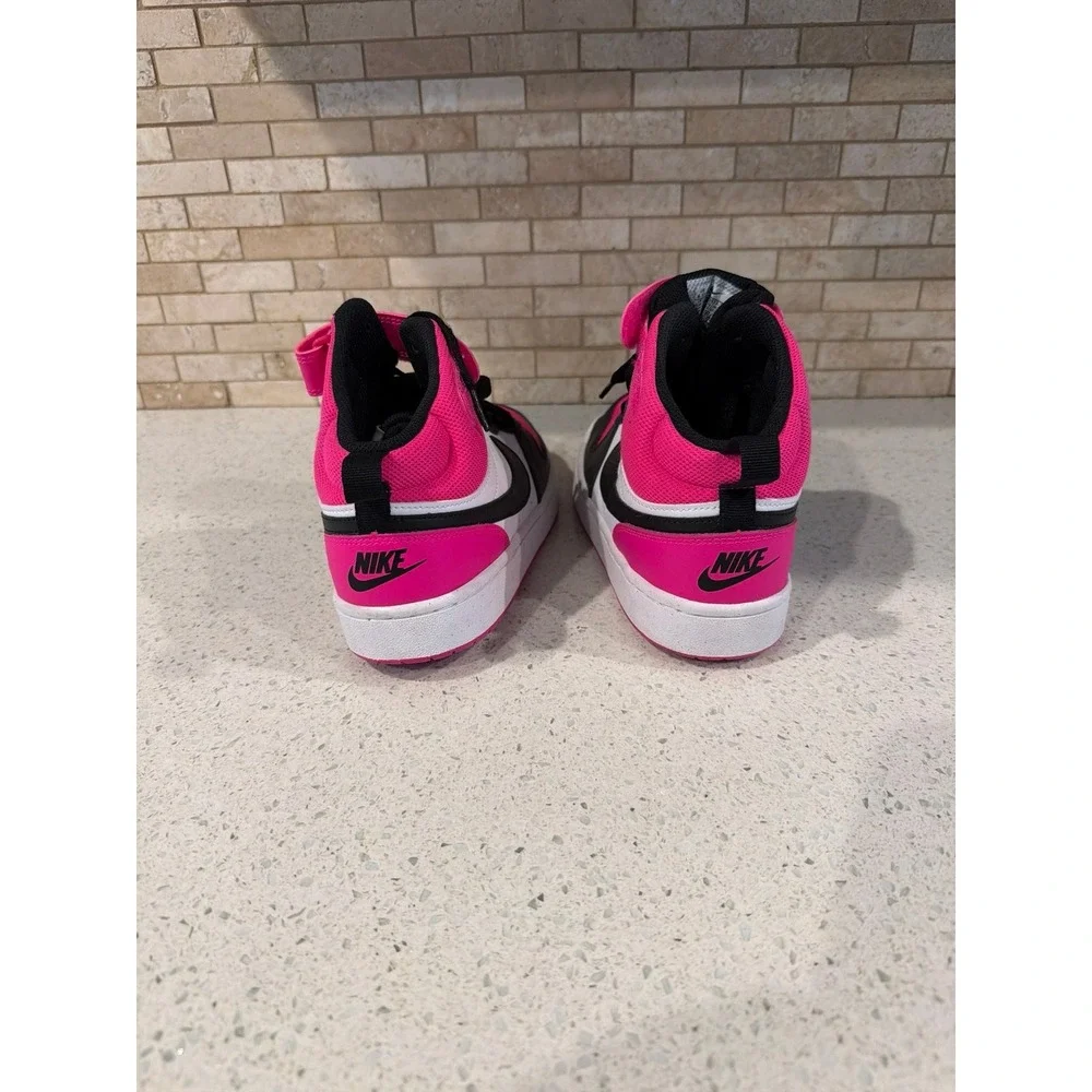 Nike Court Borough Mid 2 GS Hyper Pink Black White High Top Sneakers Youth 6.5